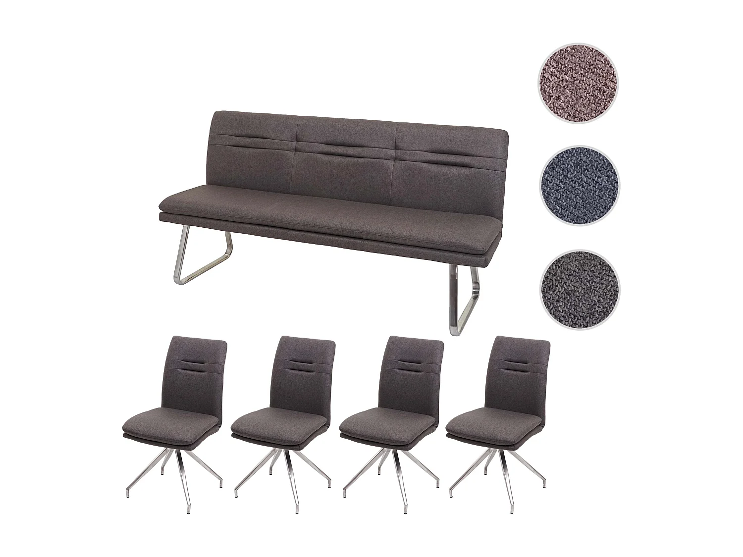 Esszimmer-Set MCW-H70, Grau-braun 180cm