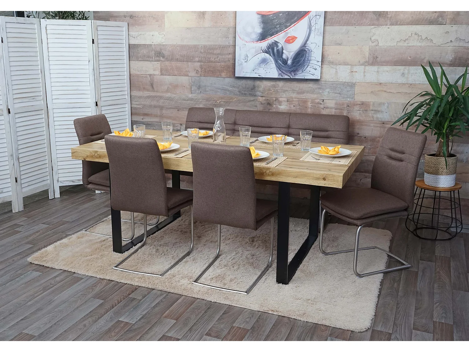 Eetkamer-set MCW-H70,  bruin 160cm