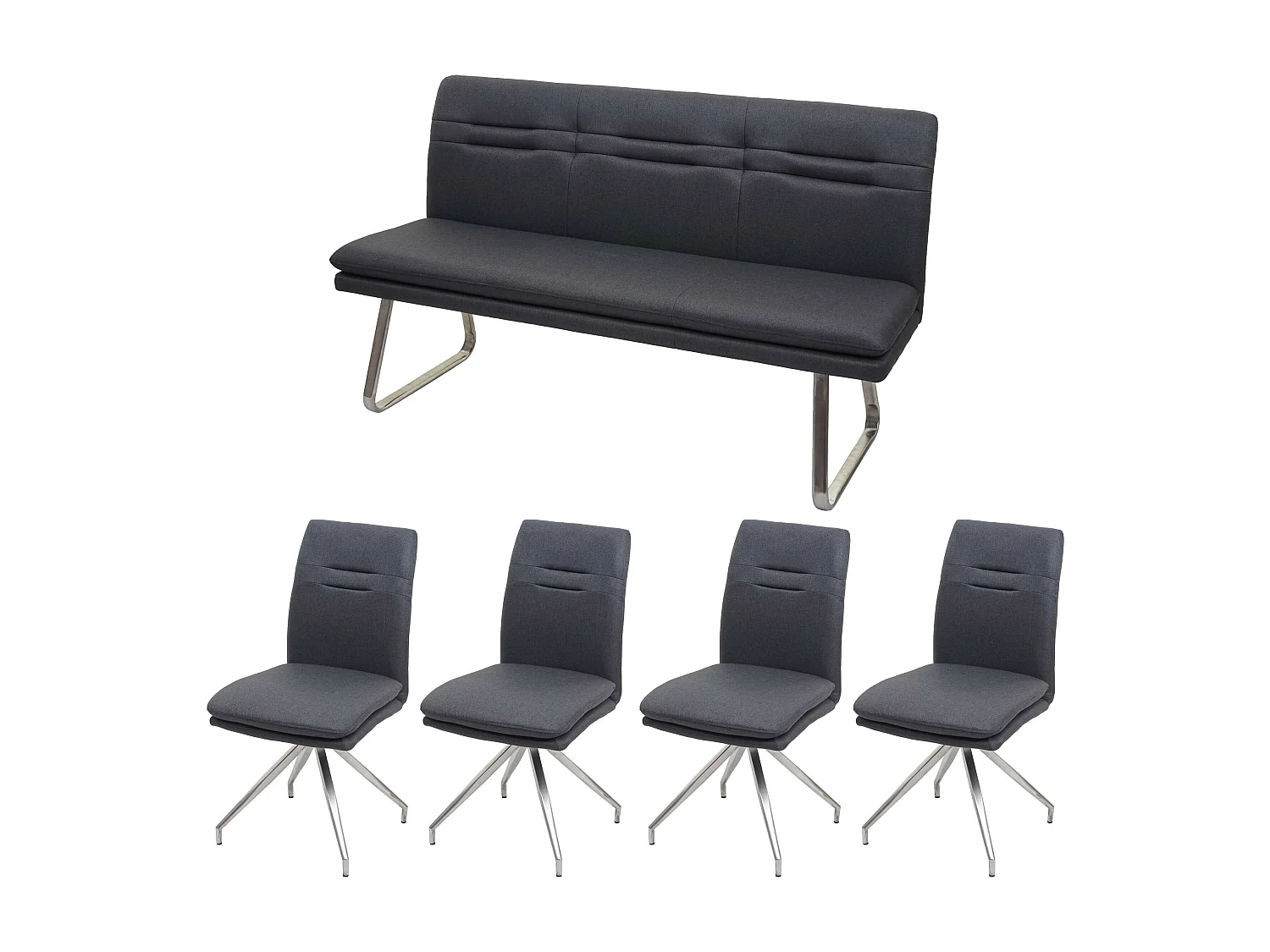 Esszimmer-Set MCW-H70, Dunkelgrau 160cm