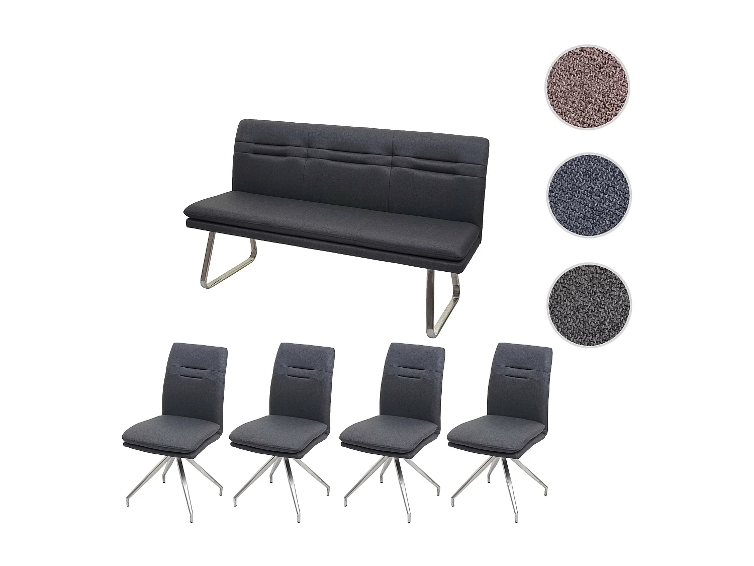 Esszimmer-Set MCW-H70, Dunkelgrau 160cm