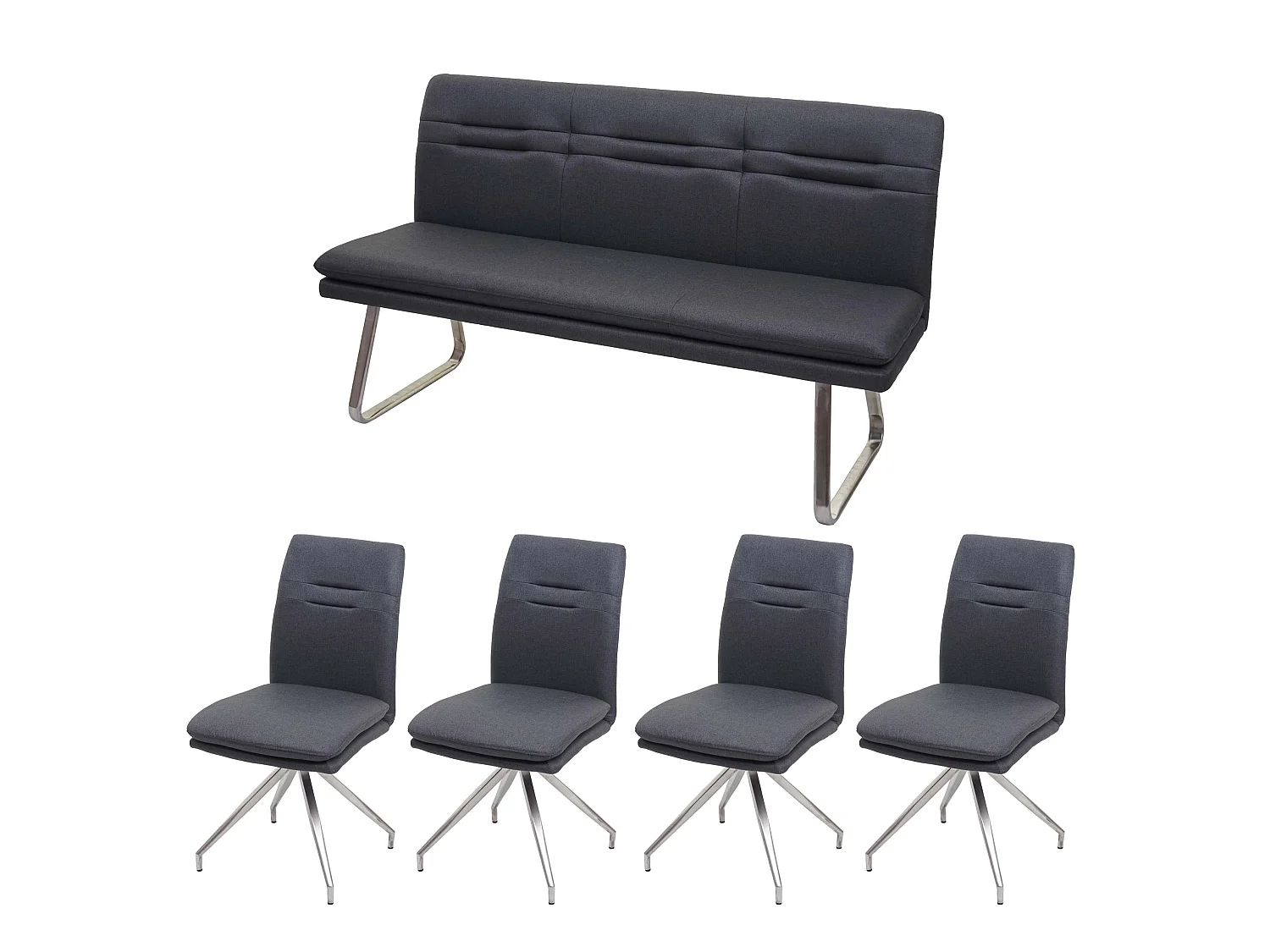 MCW-H70 Dining Set,  Dark Grey, 160cm