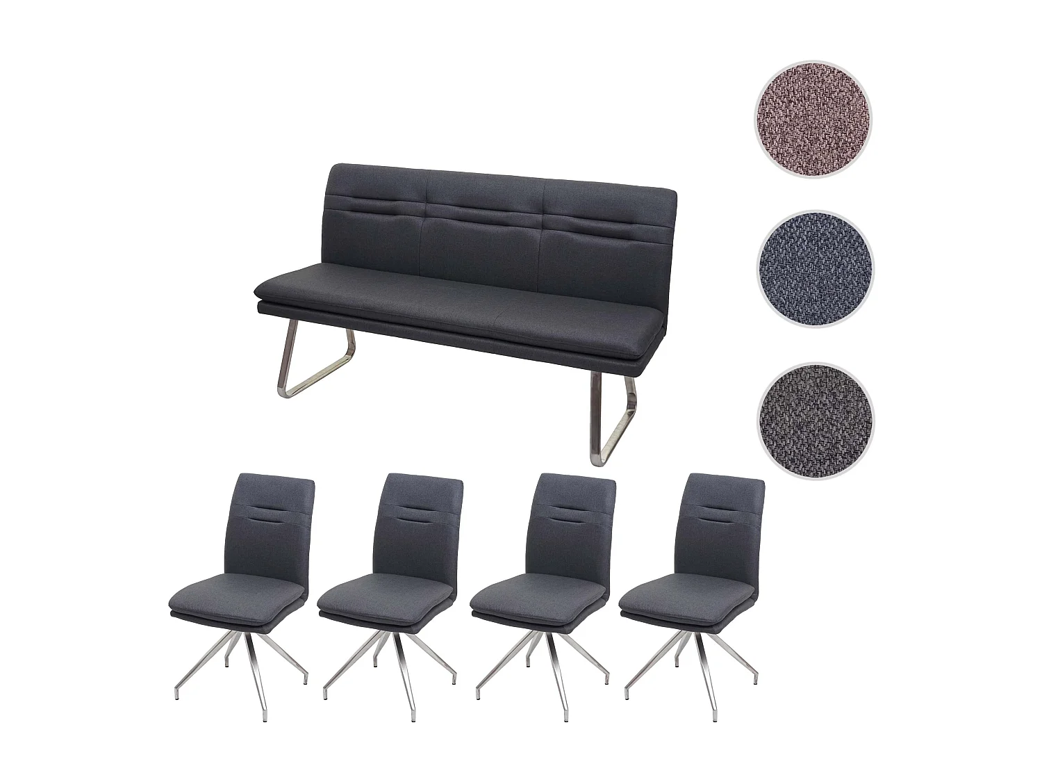 MCW-H70 Dining Set,  Dark Grey, 160cm
