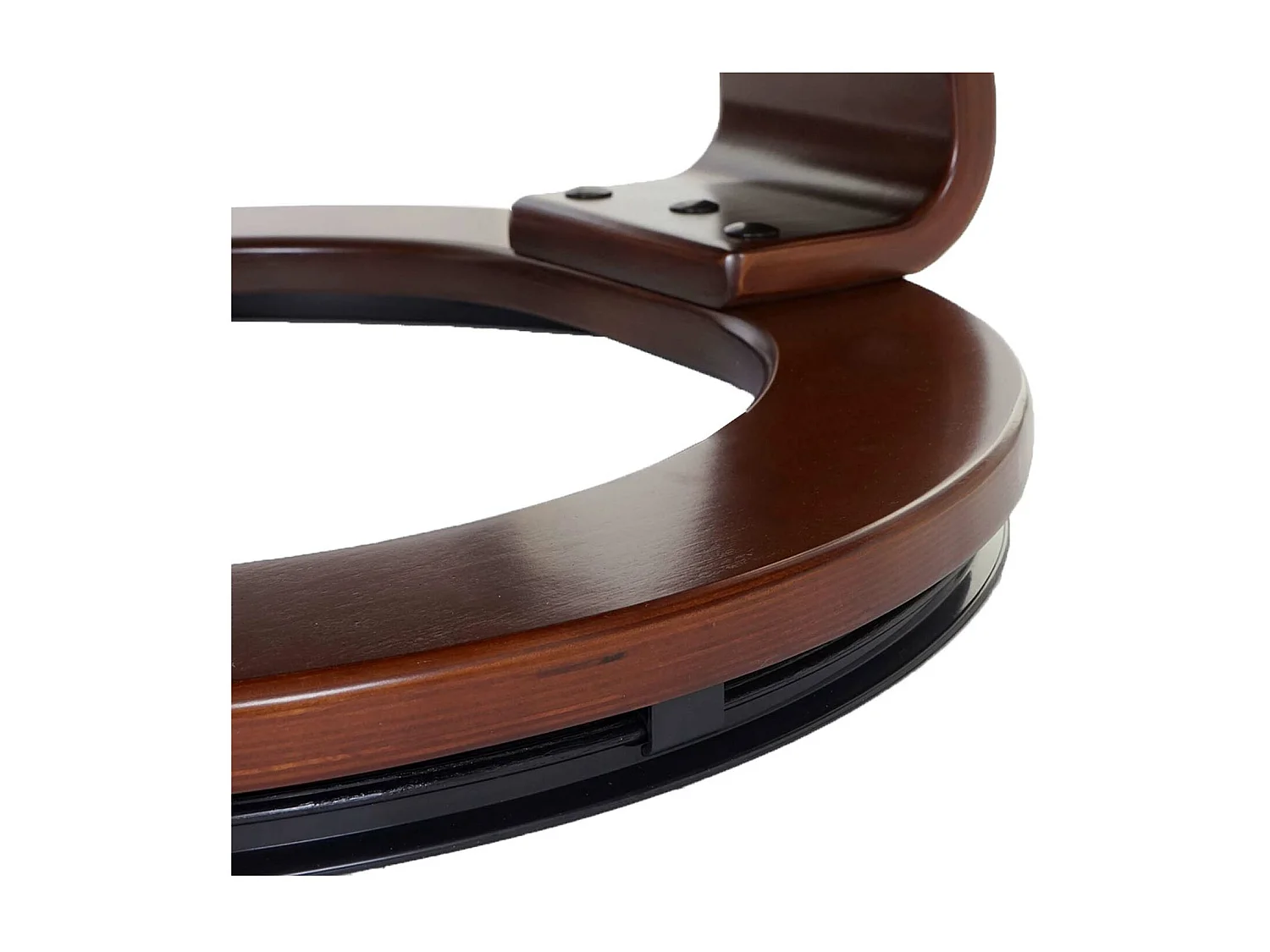 Leżanka MCW-J42 z taboretem,  czarno-brązowa imitacja zamszu, rama o wyglądzie orzecha włoskiego