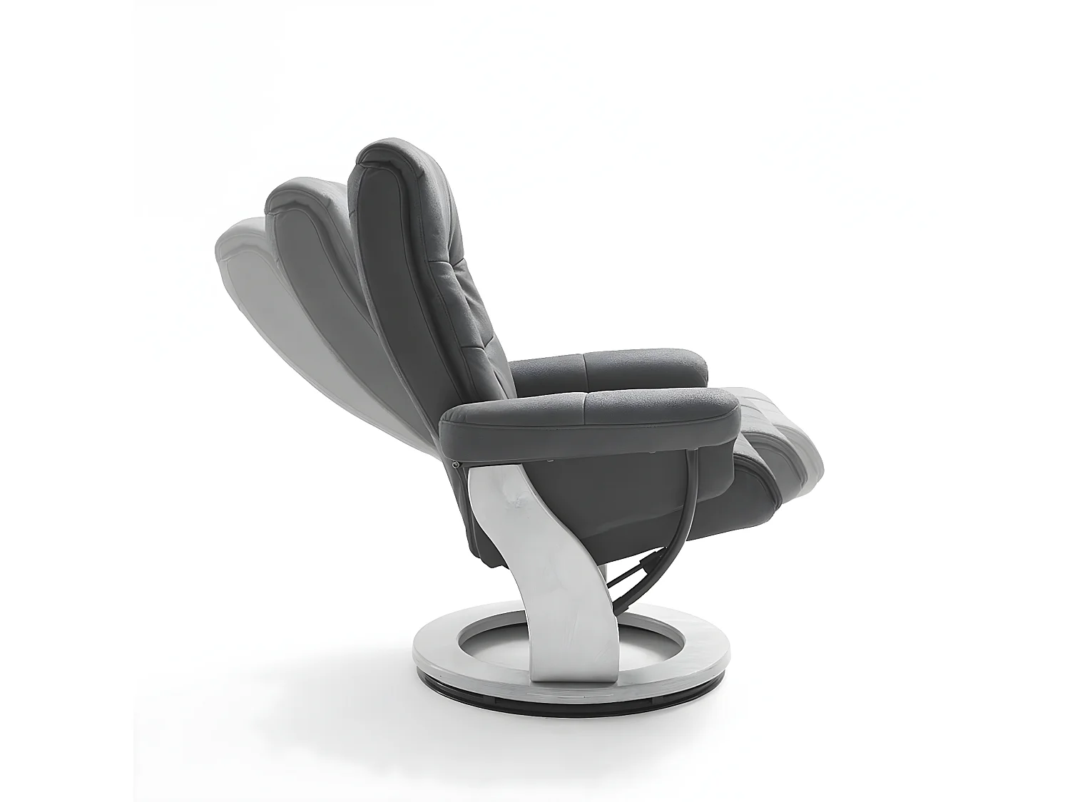 Leżanka MCW-J42 z taboretem,  czarno-brązowa imitacja zamszu, naturalna brązowa rama