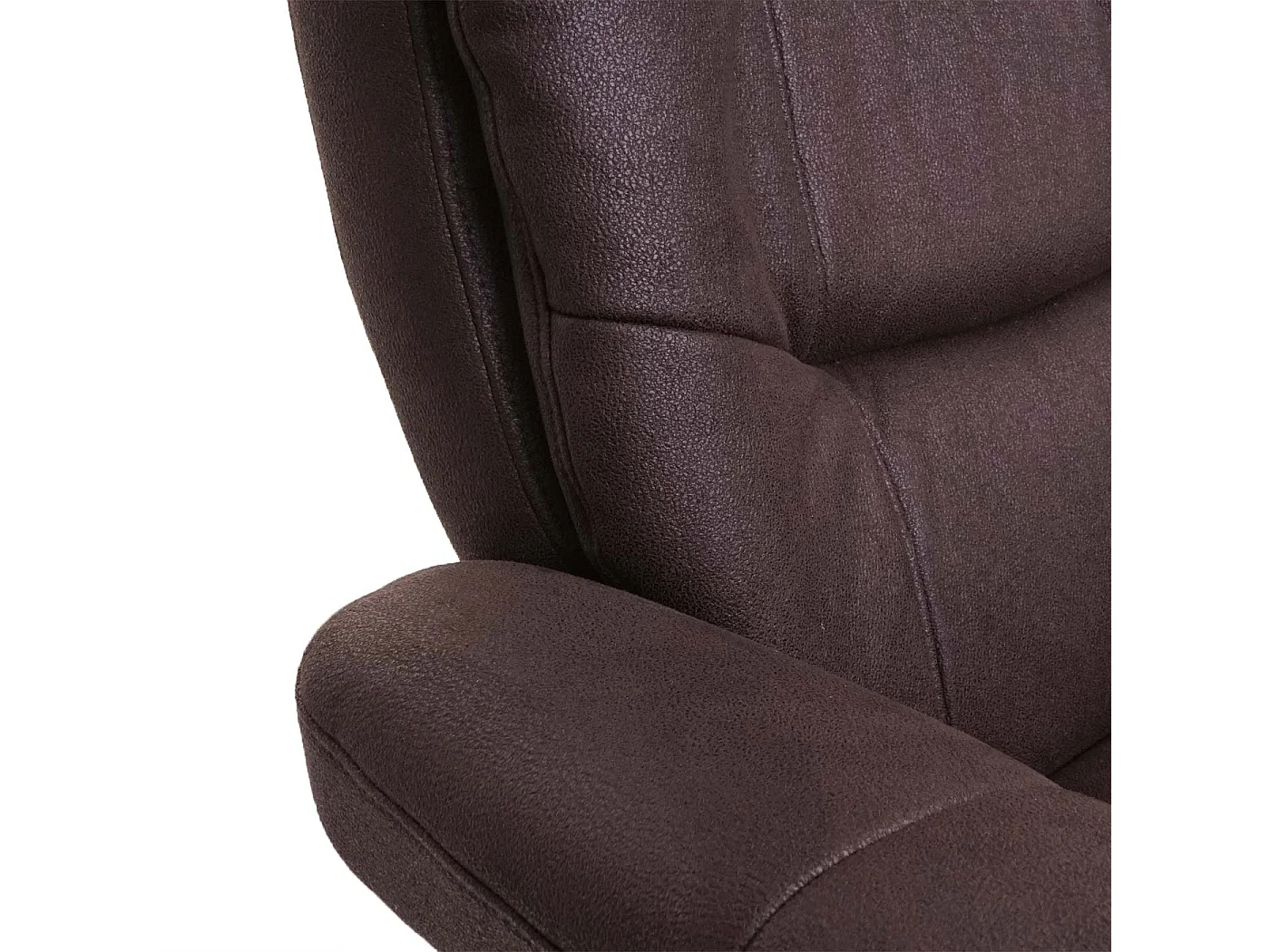 Leżanka MCW-J42 z taboretem,  czarno-brązowa imitacja zamszu, naturalna brązowa rama