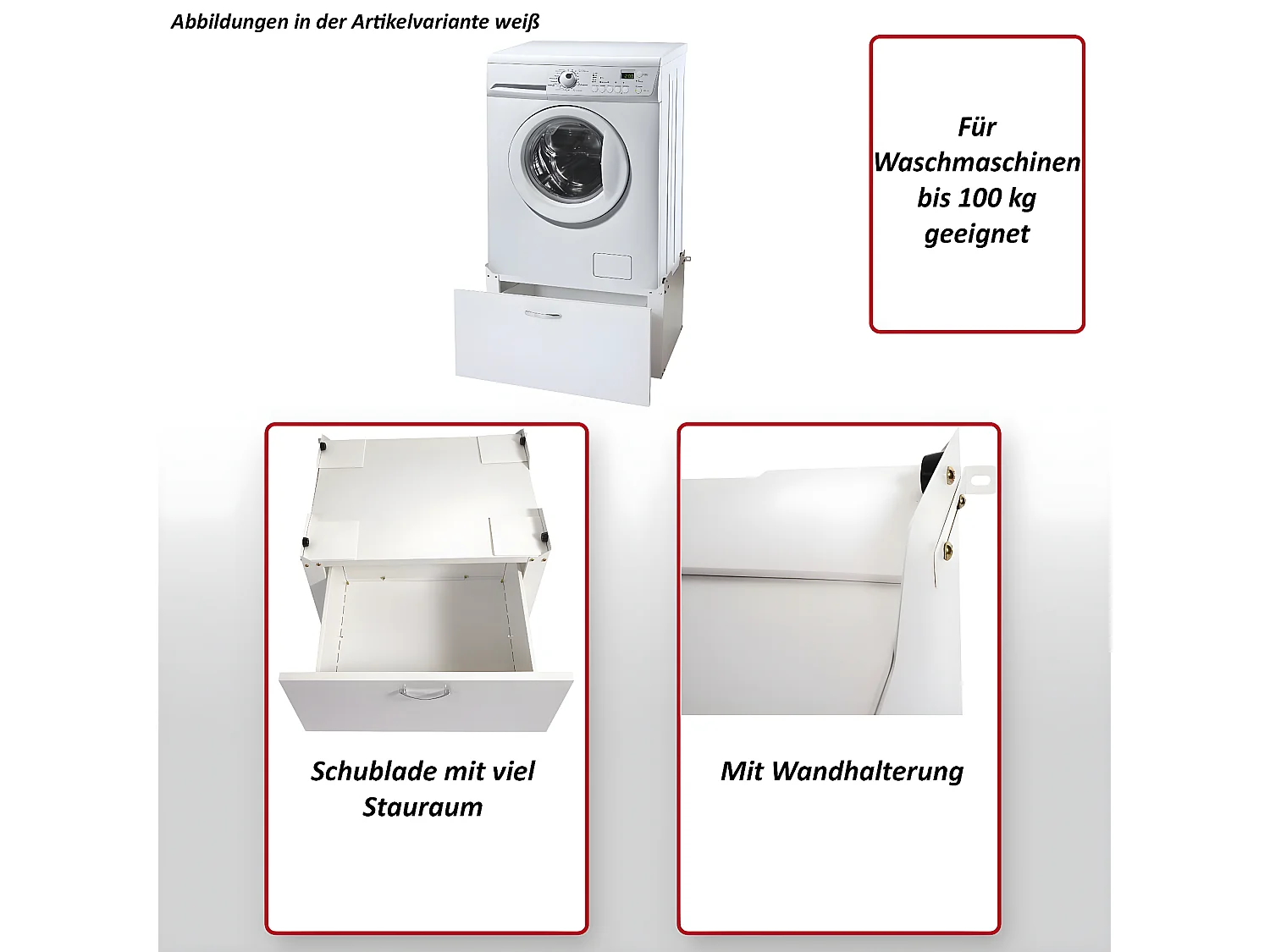 Wasmachineonderkast MCW-E50,  zwart