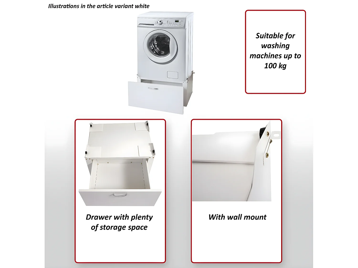 Wasmachineonderkast MCW-E50,  zwart