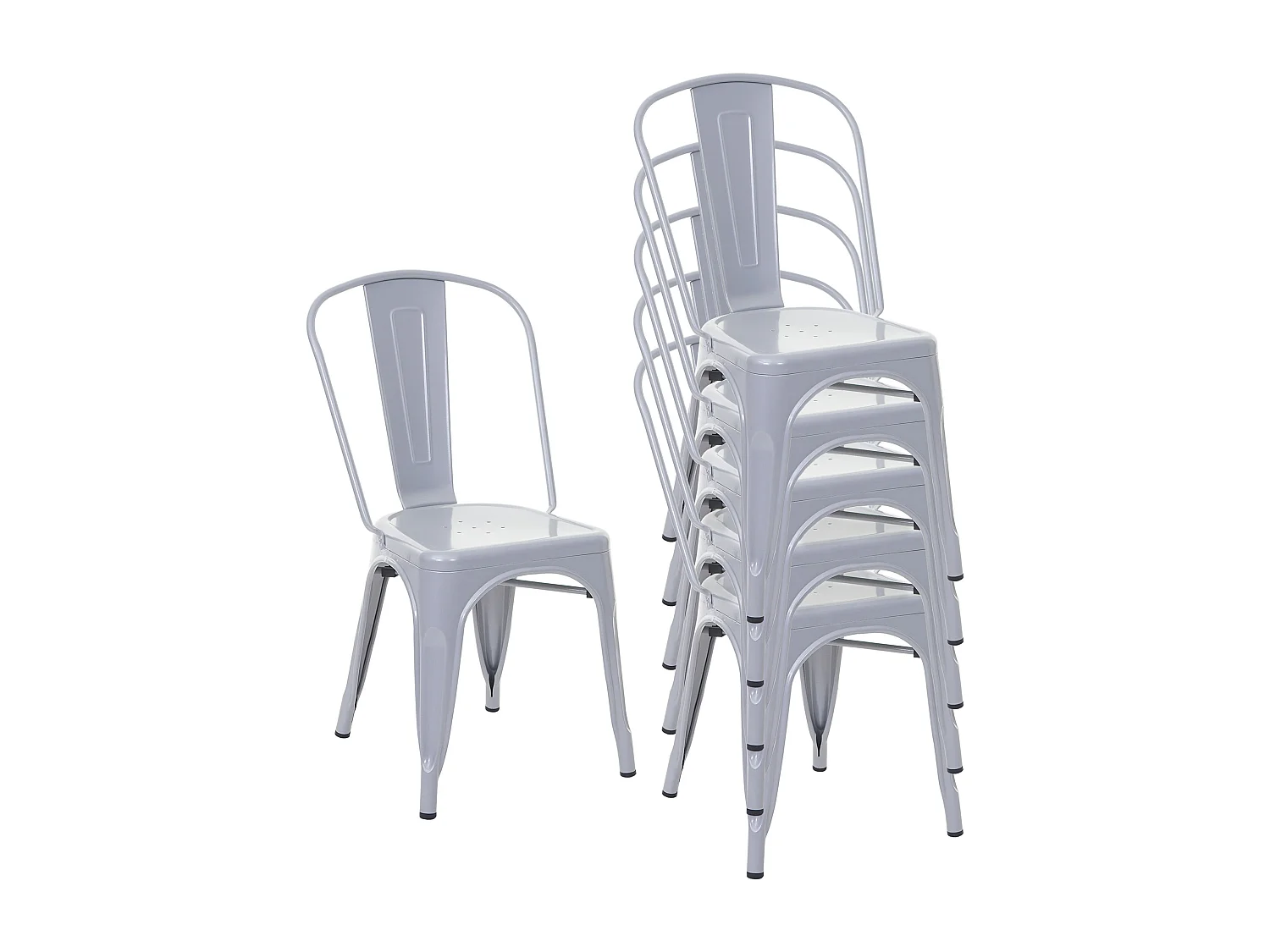 Stuhl MCW-A73 Metall (6er-Set), Grau