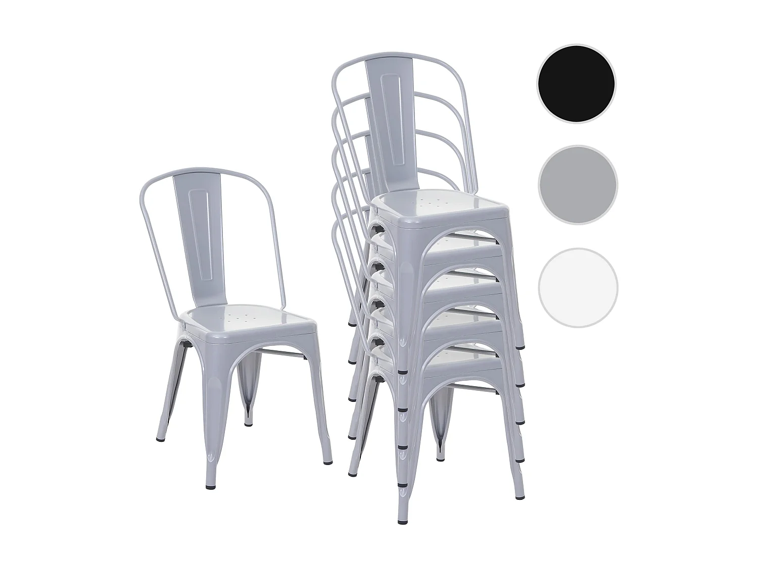 Stuhl MCW-A73 Metall (6er-Set), Grau