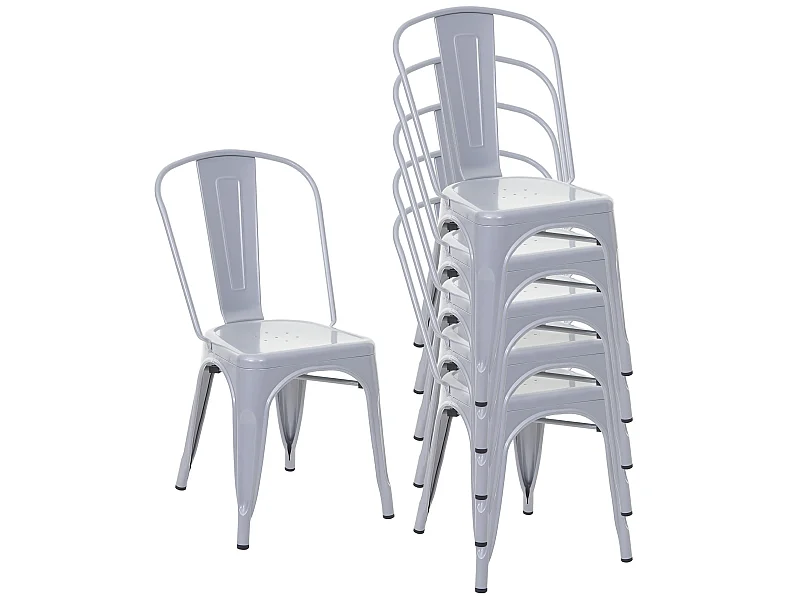 Stuhl MCW-A73 Metall (6er-Set), Grau