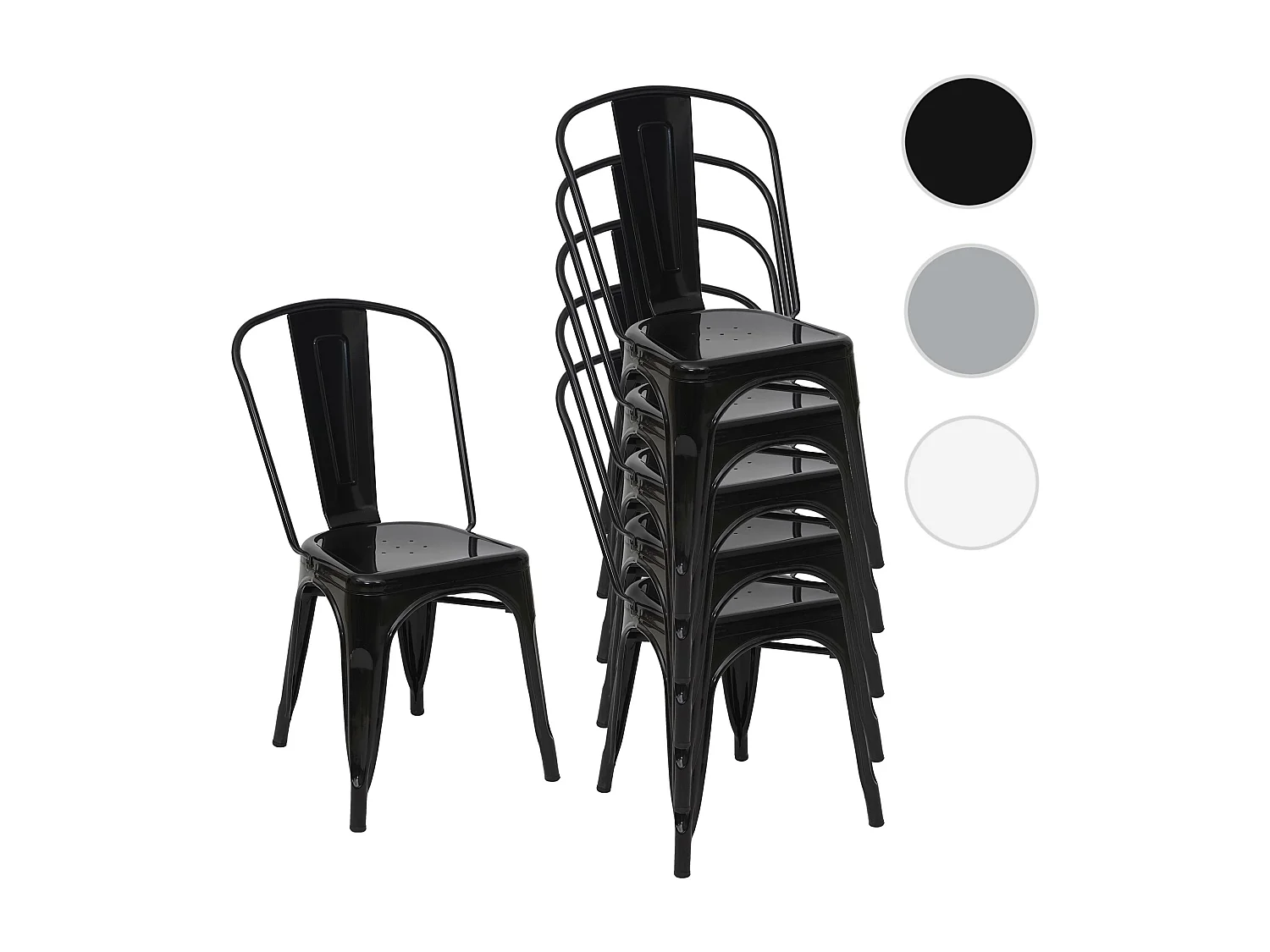 Stuhl MCW-A73 Metall (6er-Set), Schwarz