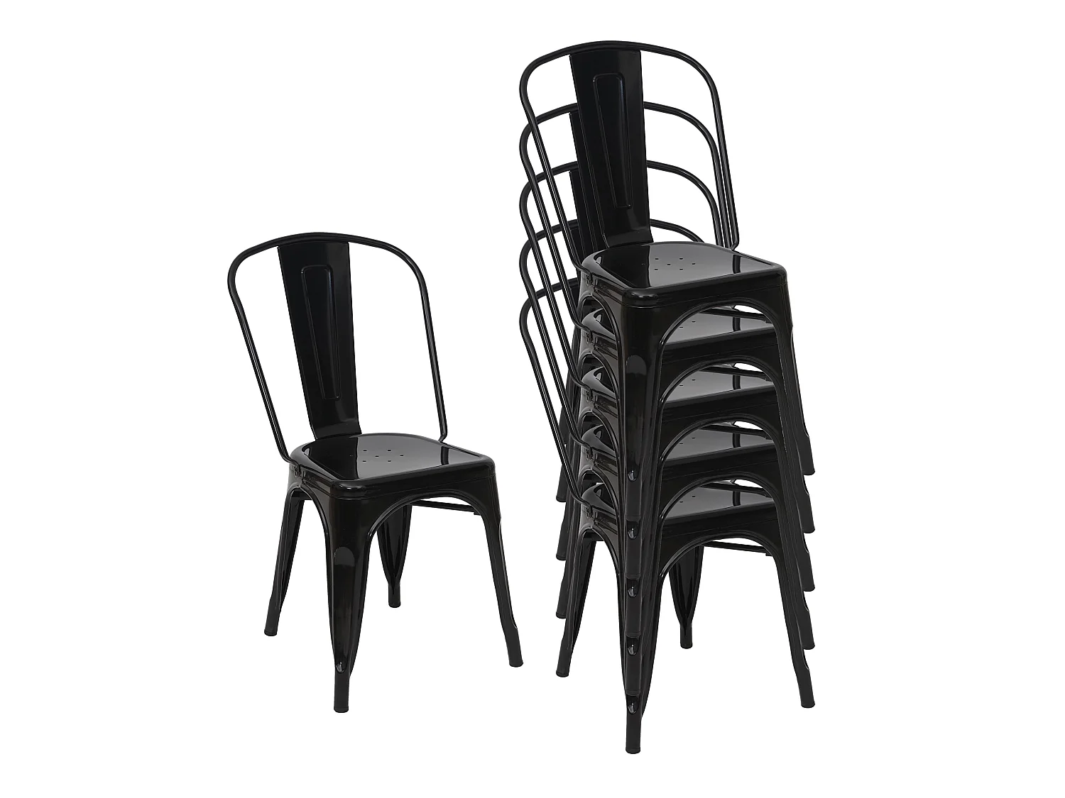 Stoel MCW-A73 metaal (set van 6),  zwart