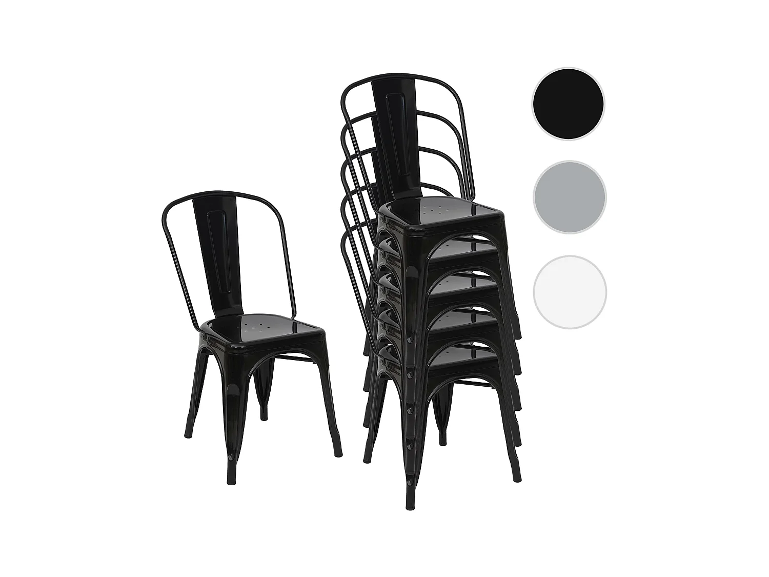 Stoel MCW-A73 metaal (set van 6),  zwart