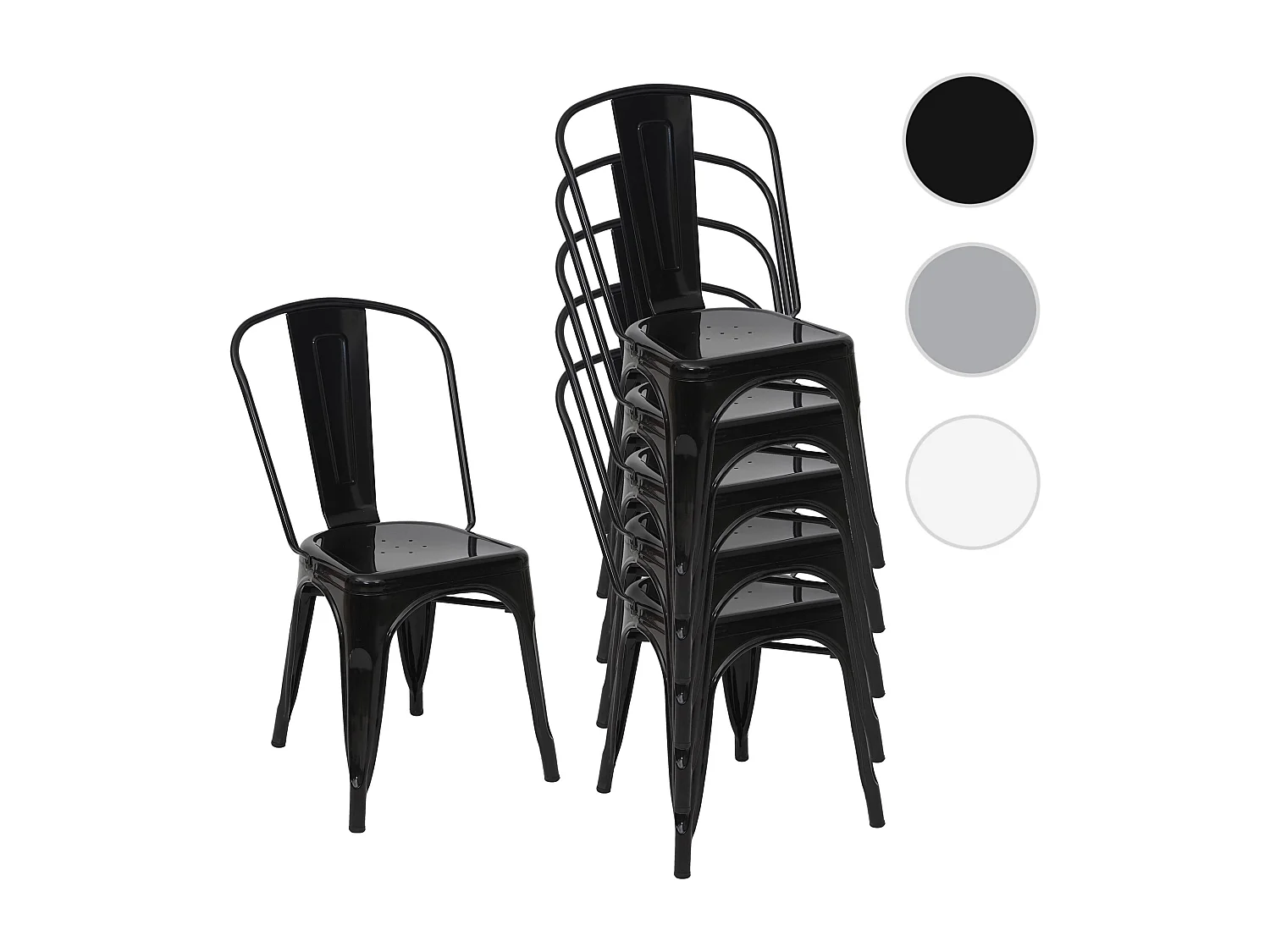 Krzesło MCW-A73 metalowe (zestaw 6 sztuk),  czarne