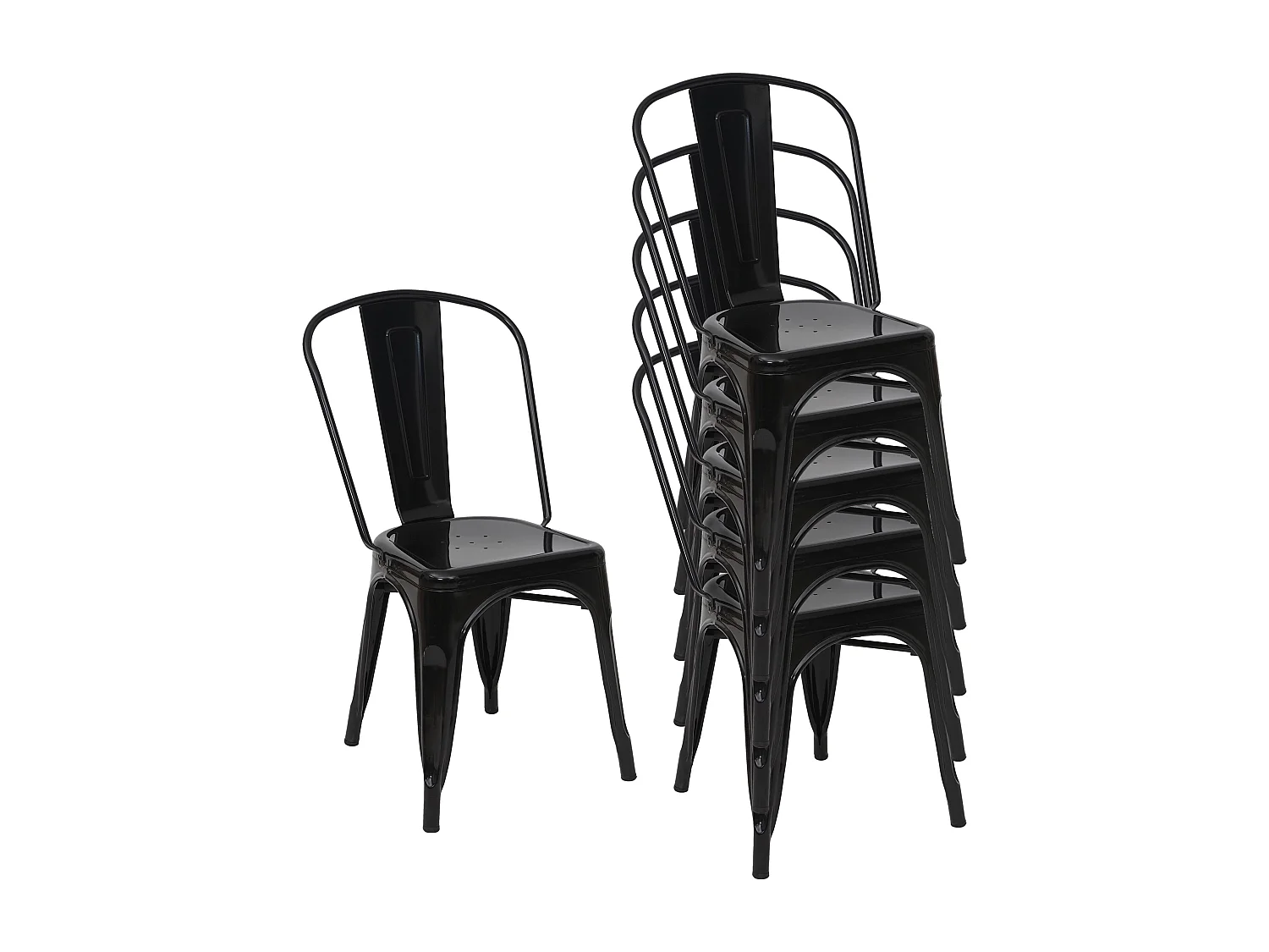 Krzesło MCW-A73 metalowe (zestaw 6 sztuk),  czarne