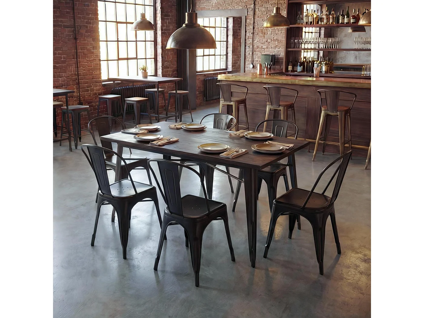 Krzesło MCW-A73 metalowe (zestaw 6 sztuk),  czarne