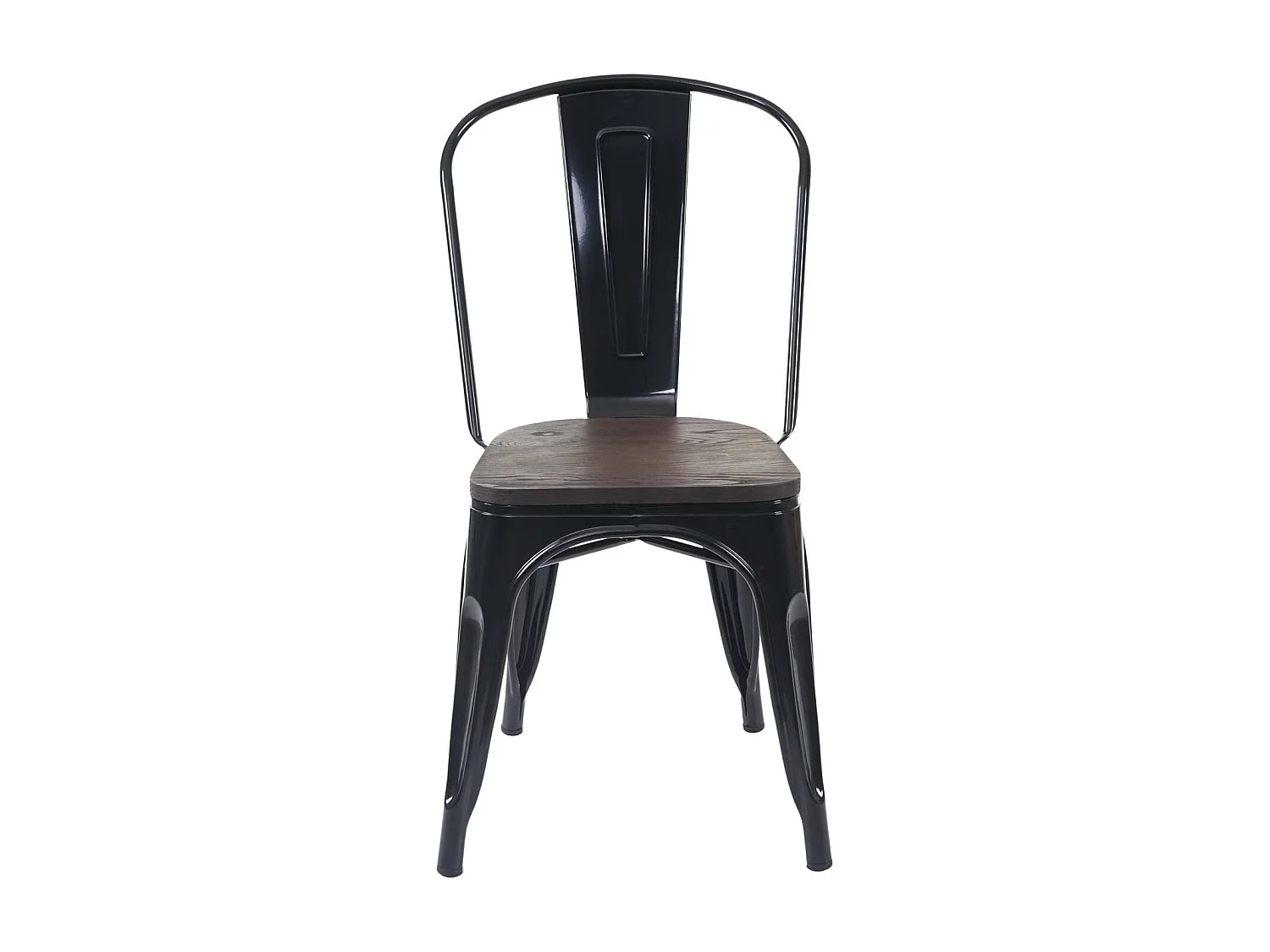 Stuhl MCW-A73 Holz-Sitzfläche (6er-Set), Schwarz