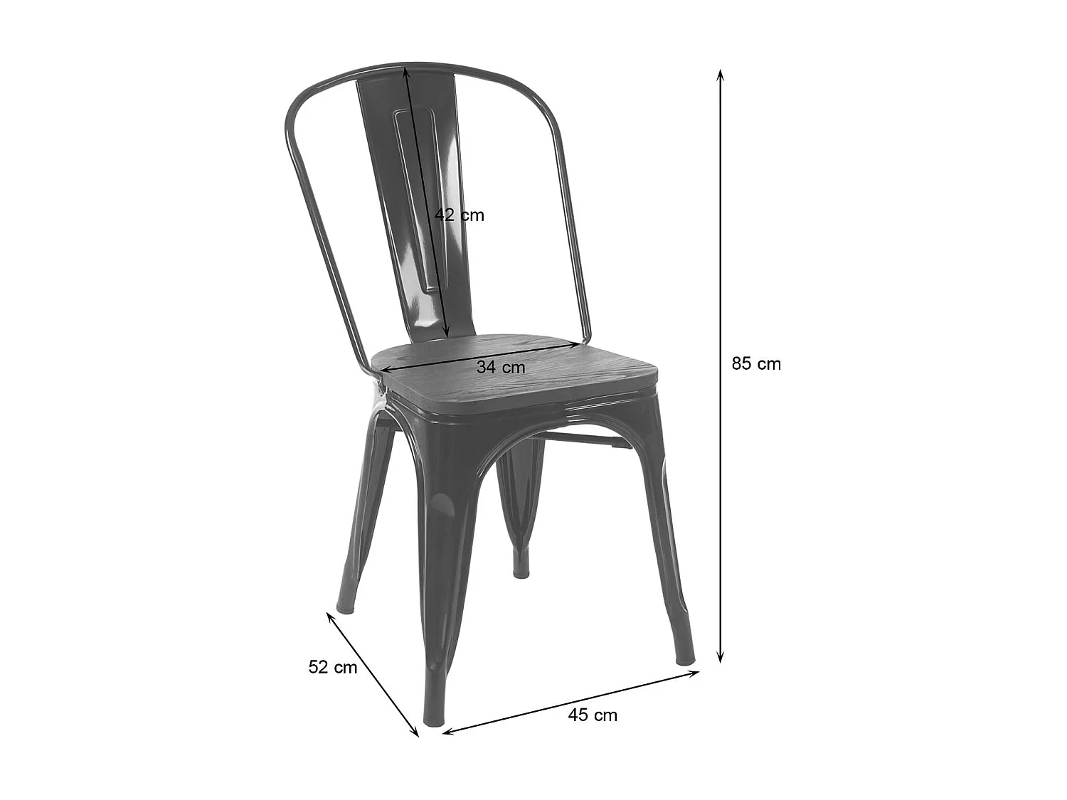 MCW-A73 Chair with wooden seat (set of 6),  black
