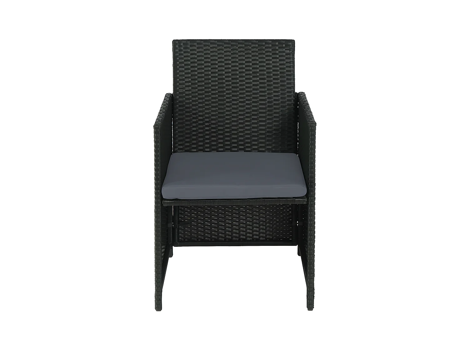 Poly-Rattan Gartenstuhl MCW-K35, Schwarz, Kissen hellgrau