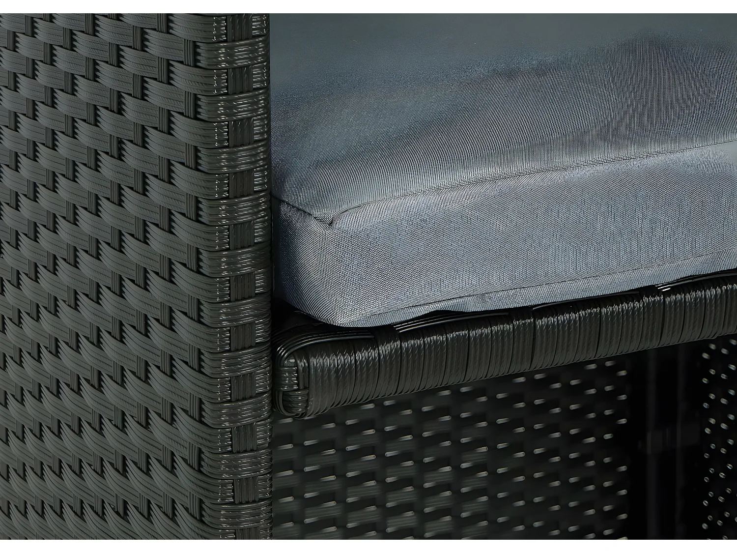 Poly-Rattan Gartenstuhl MCW-K35, Schwarz, Kissen hellgrau