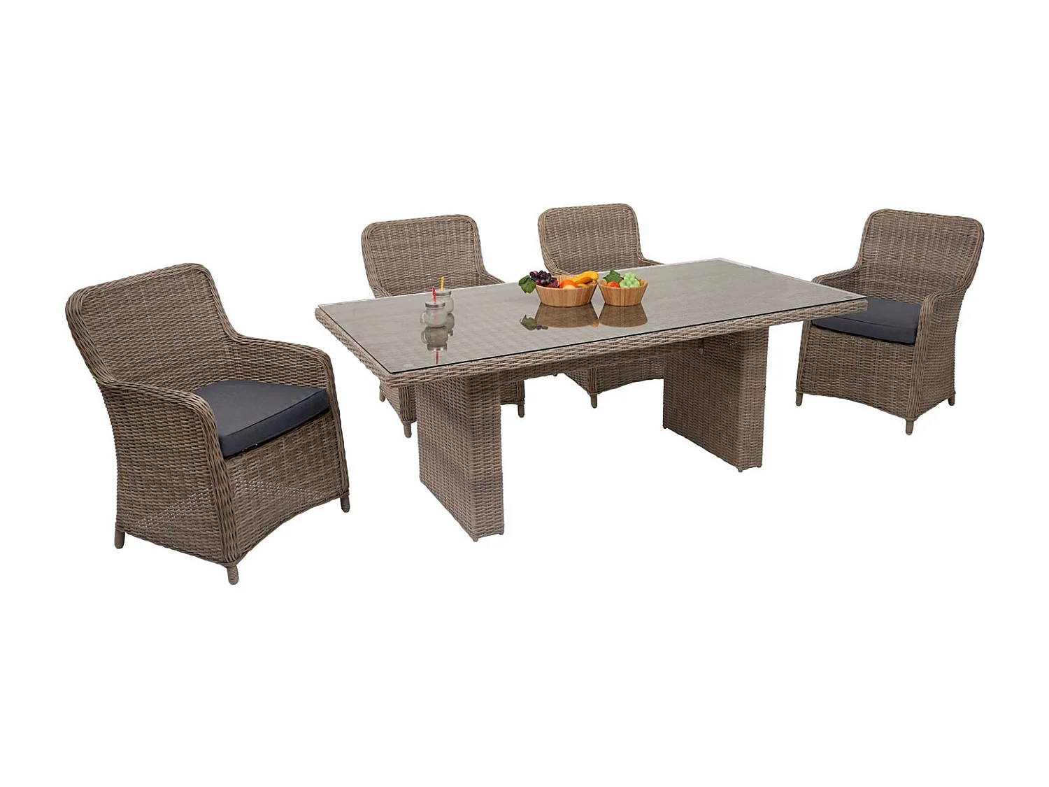 Set salotto giardino esterno salottino polyrattan MCW-E98 elegante cuscini grigi spun poly set 2x poltrone