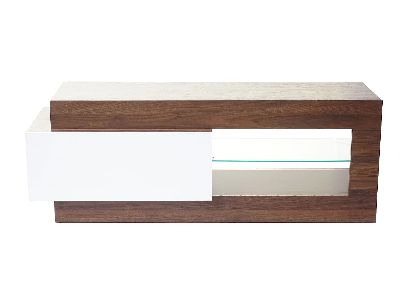 TV-Rack MCW-B51, Fernsehtisch Lowboard Schrank, 3D-Struktur Walnuss-Optik hochglanz 55x150x47cm