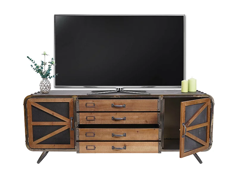 Mobile da salotto porta TV industriale MCW-F91 metallo legno 41x139x55cm