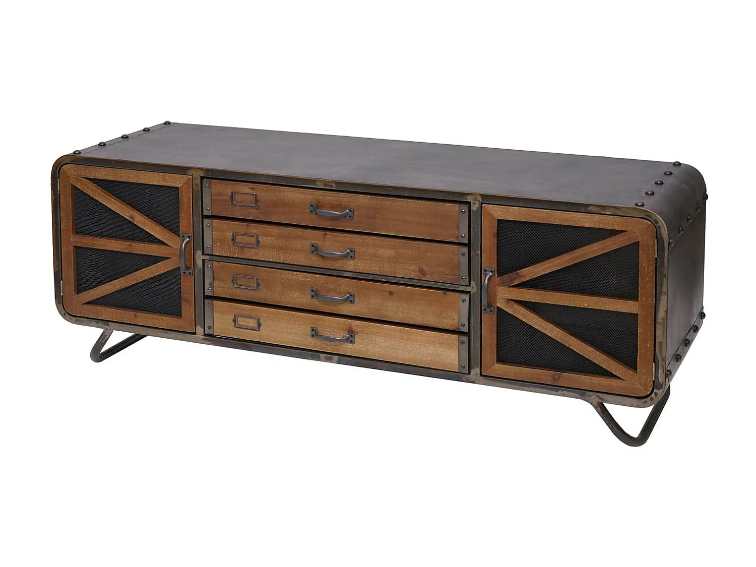 Mobile da salotto porta TV industriale MCW-F91 metallo legno 41x139x55cm