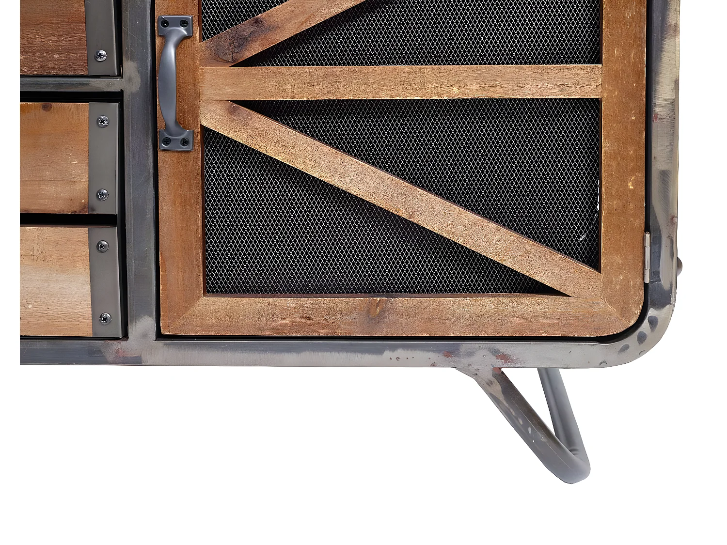 Mobile da salotto porta TV industriale MCW-F91 metallo legno 41x139x55cm