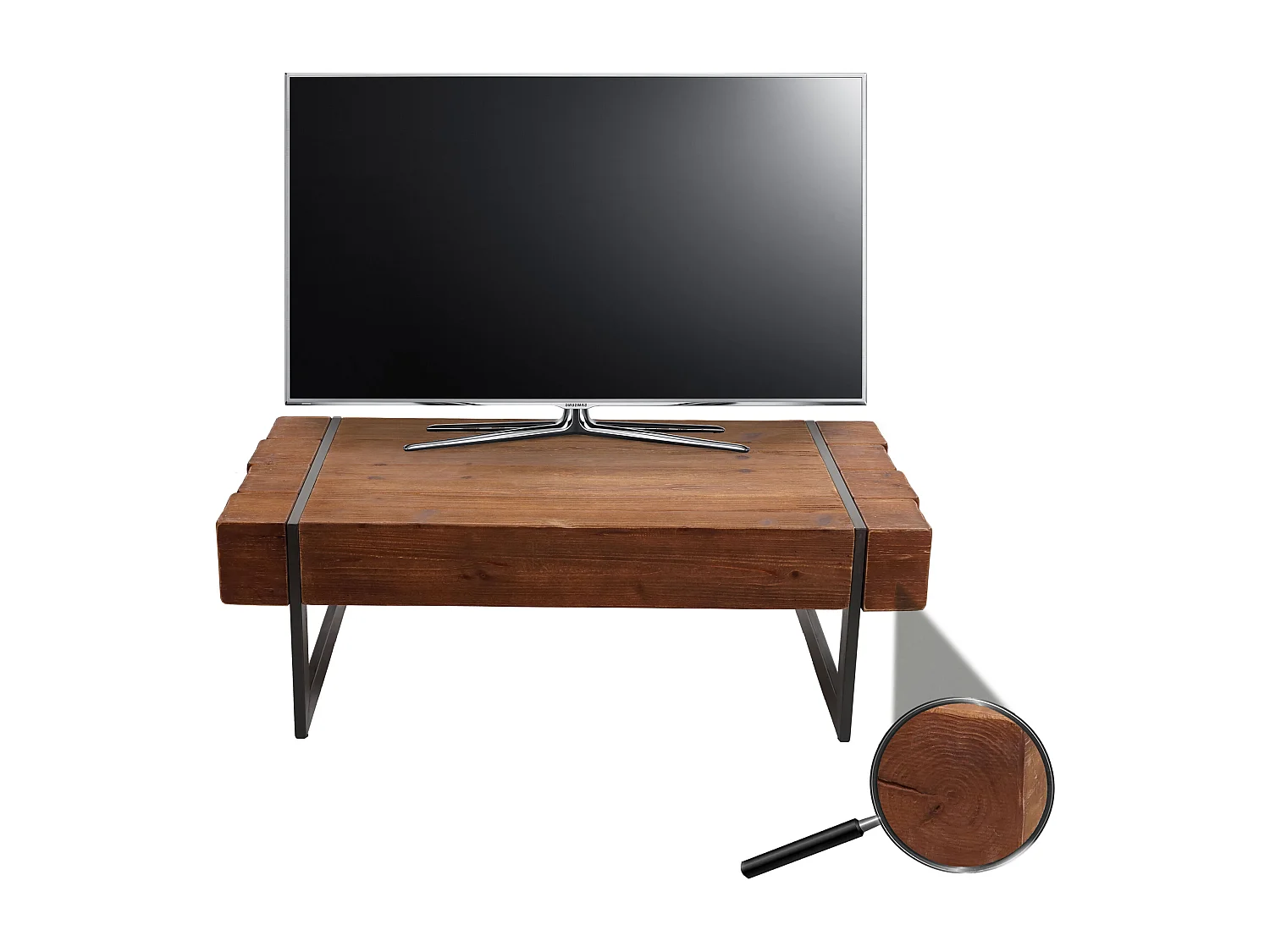 TV-Rack MCW-A15, Fernsehtisch Lowboard TV-Tisch, Tanne Holz rustikal massiv MVG-zertifiziert 40x120x60cm