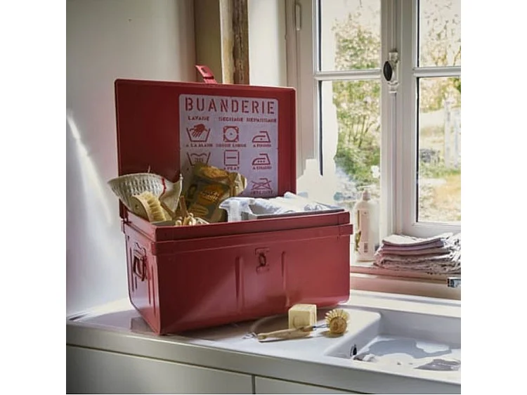 Malle de rangement métal rouge Dax L 57 x 31 x P 45cm