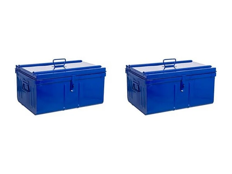 Coffre de chantier avec plateau amovible métal bleu Dax - Lot de 2