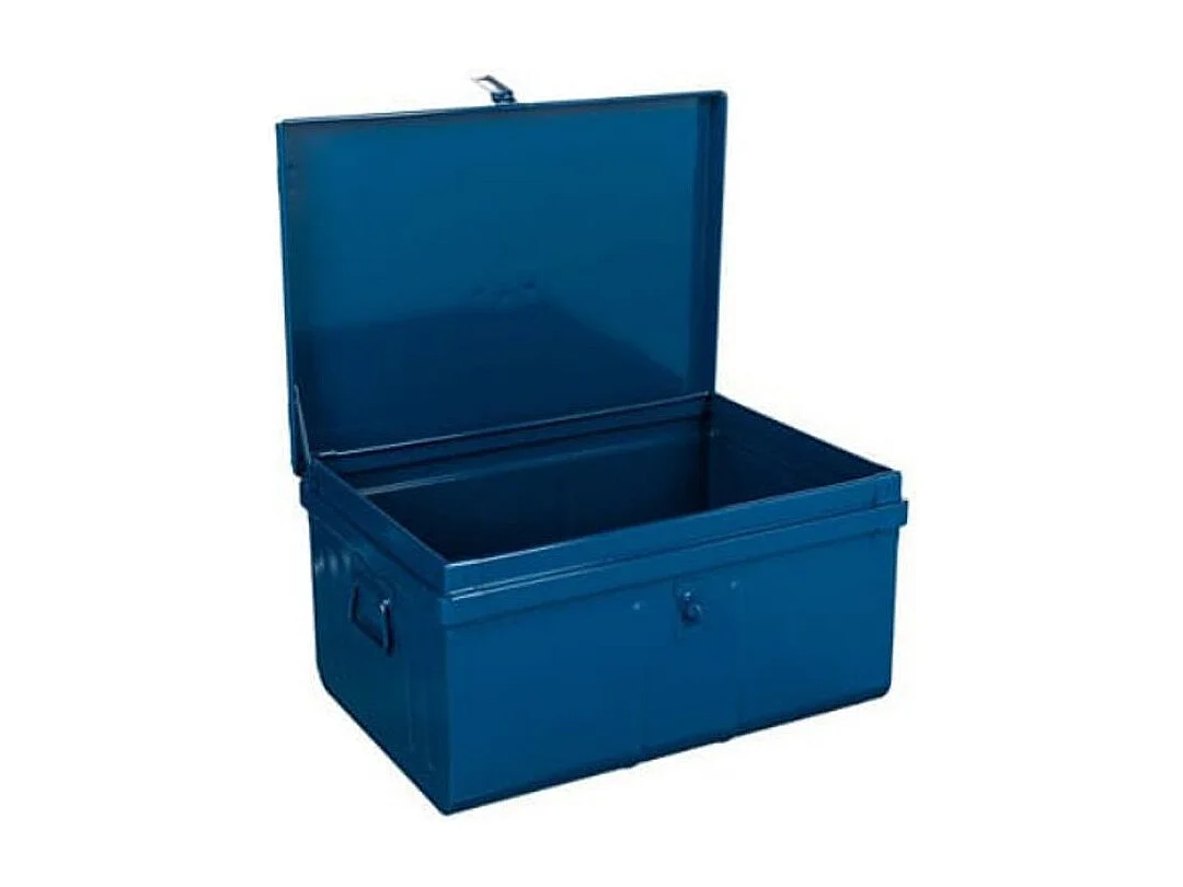 Coffre de chantier avec plateau amovible métal bleu Dax - Lot de 2