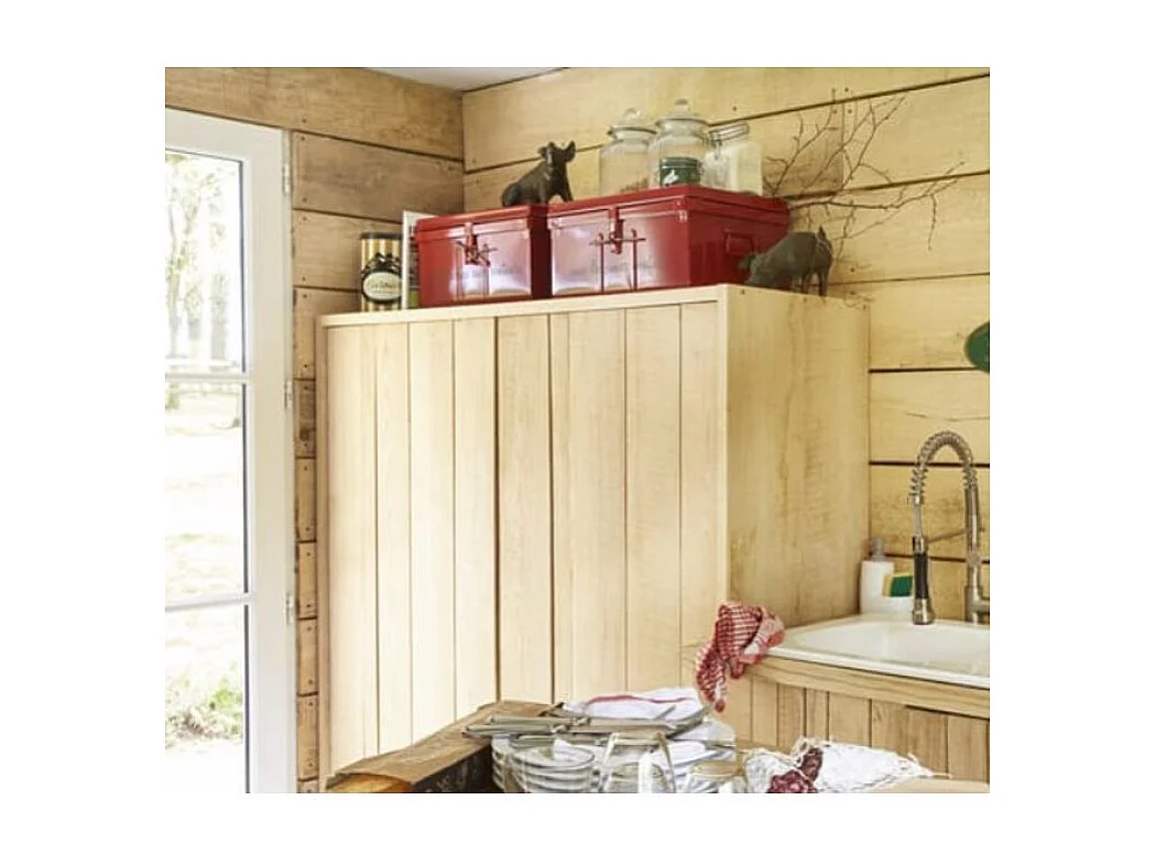 Coffre de chantier avec plateau amovible métal rouge Dax - Lot de 2