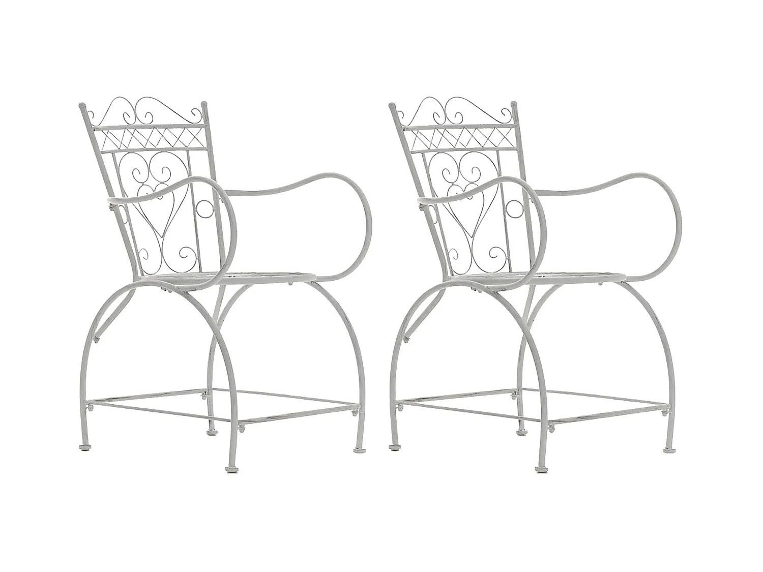 Lot de 2 Chaises de jardin - Métal & Métal - Blanc antique - Sheela