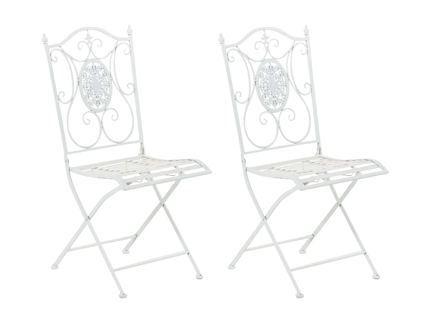 Lot de 2  Chaises de jardin - Métal - Blanc - Sibell