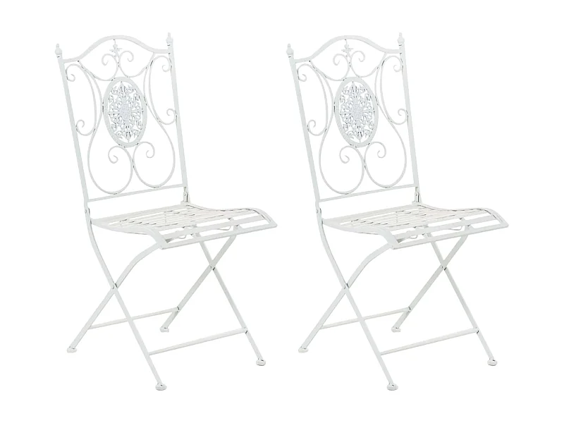 Lot de 2  Chaises de jardin - Métal - Blanc - Sibell