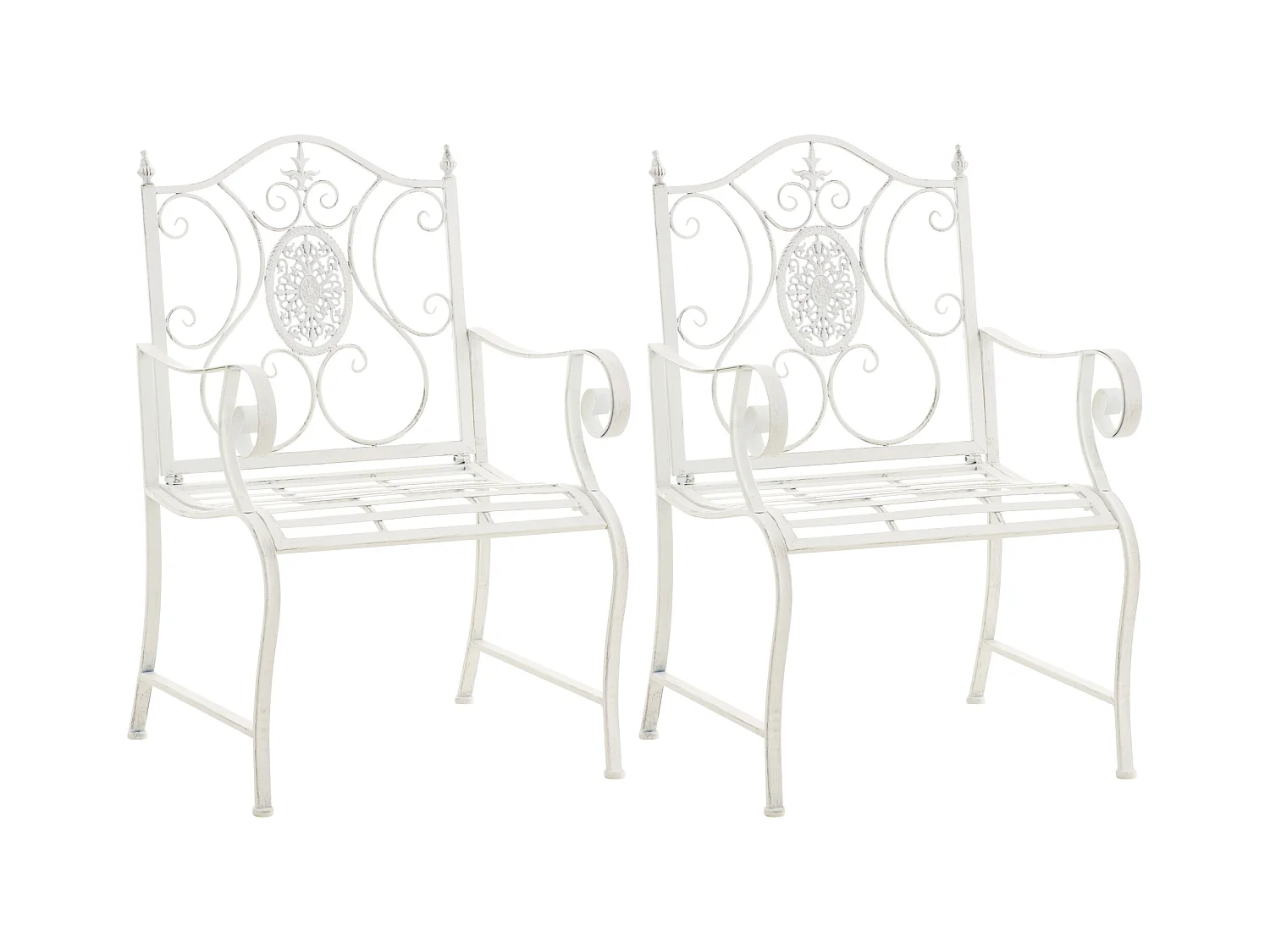 Lot de 2  Chaises de jardin - Métal & Nature - Blanc antique - Punjab