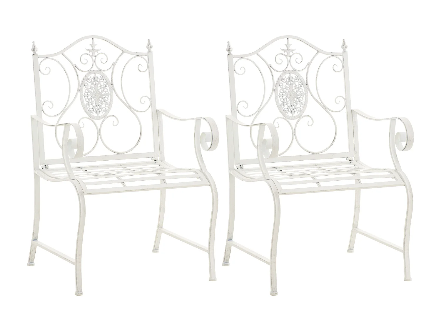 Lot de 2  Chaises de jardin - Métal & Nature - Blanc antique - Punjab