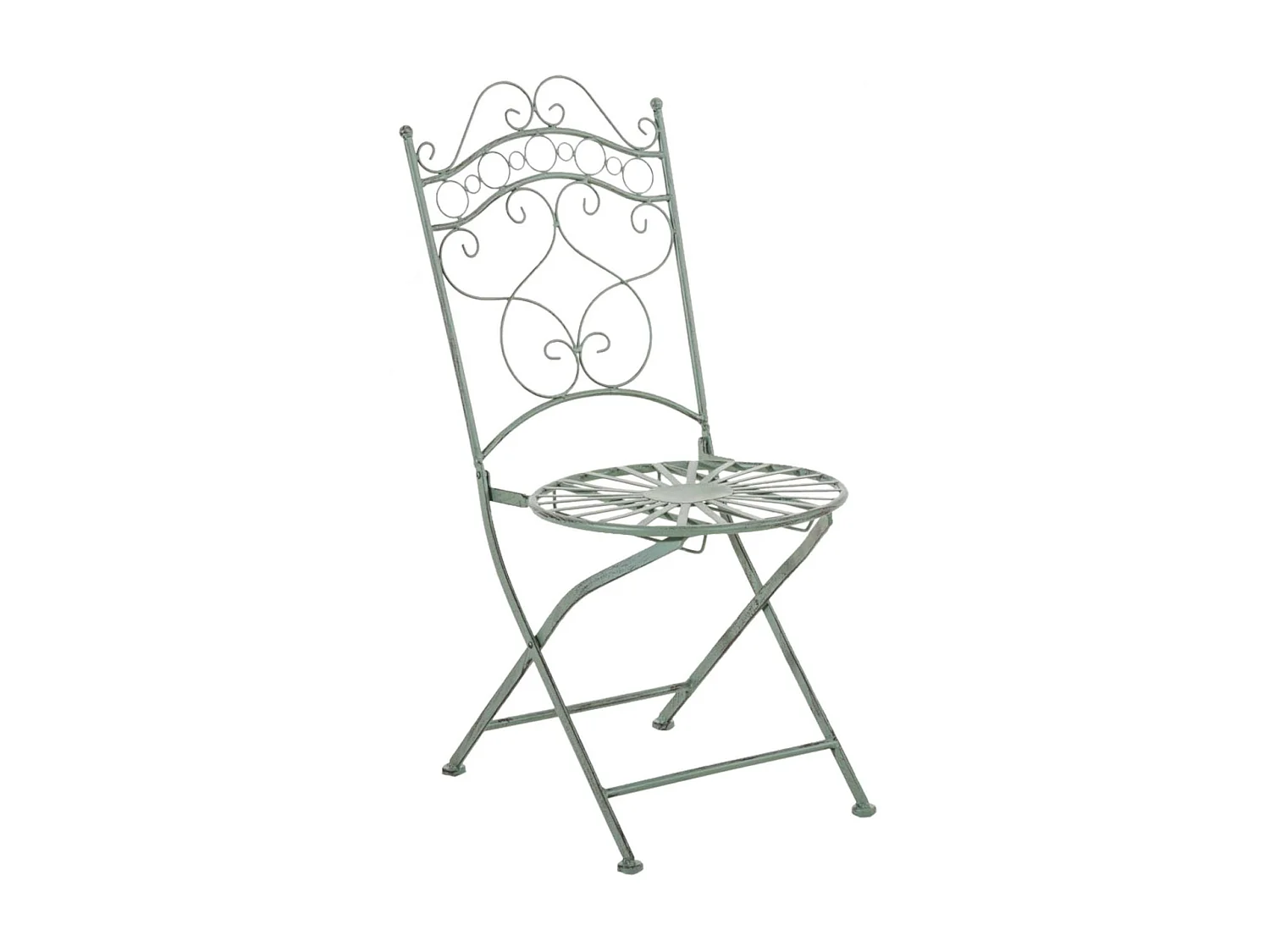 Lot de 2 Chaises de jardin - Métal & Fer galvanisé - Vert antique - Indra