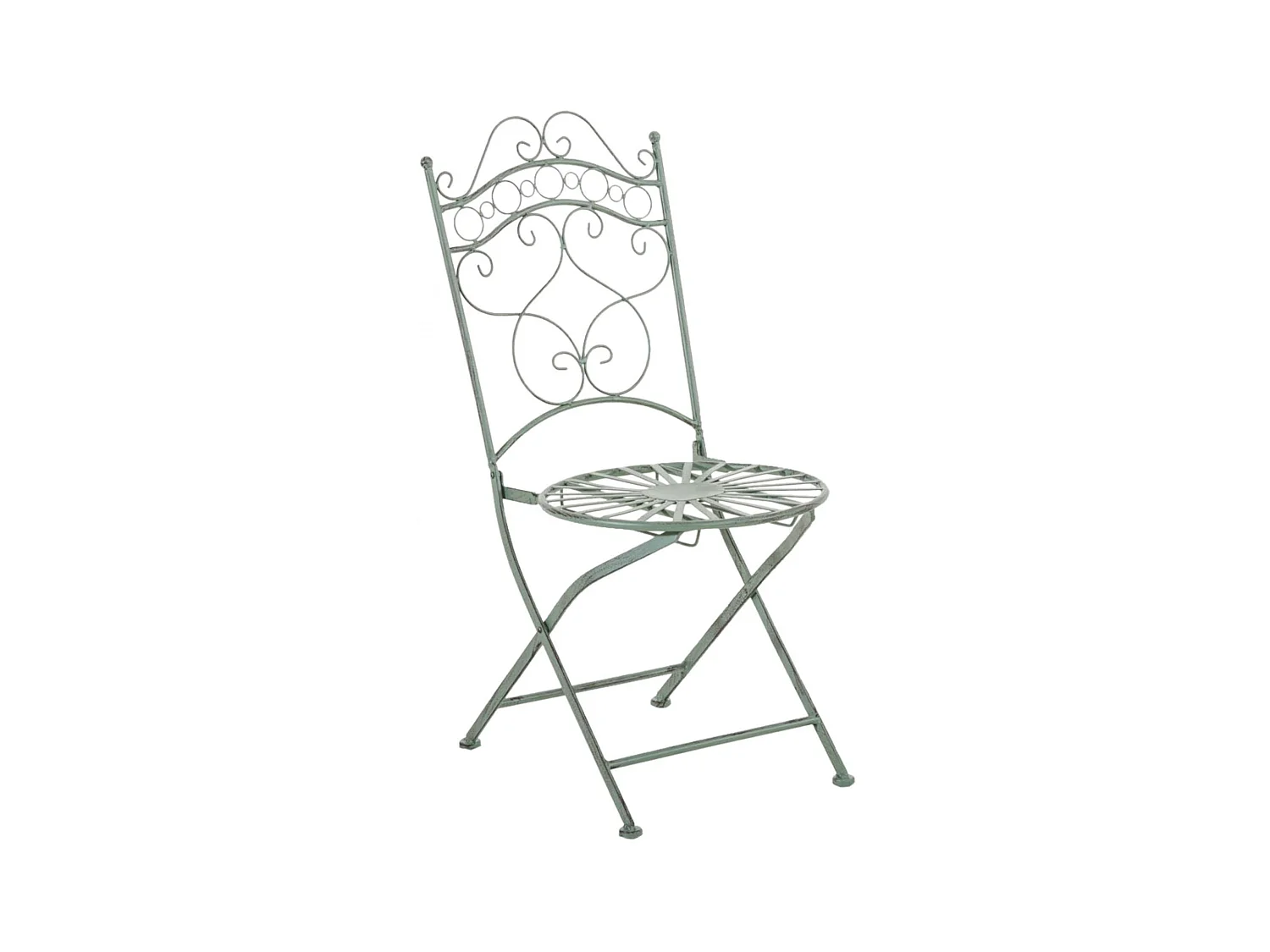 2er Set Gartenstühle - Metall & Galvanisiertes Eisen - antik-grün - Indra