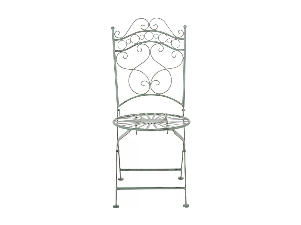2er Set Gartenstühle - Metall & Galvanisiertes Eisen - antik-grün - Indra