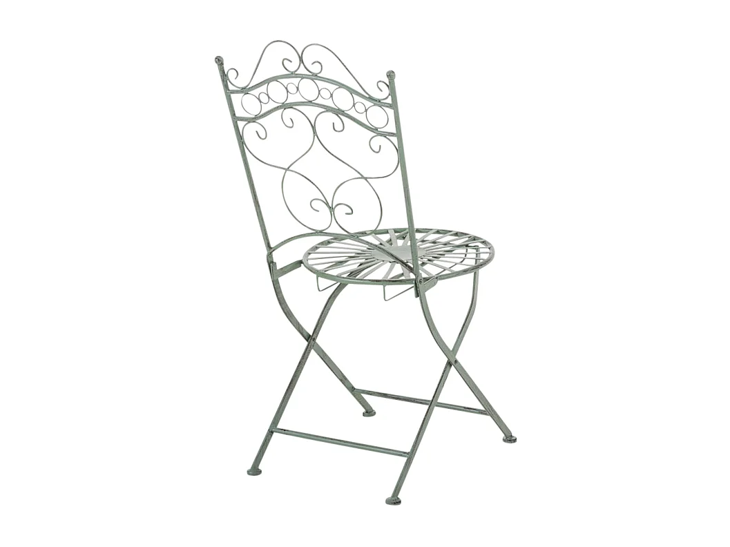 2er Set Gartenstühle - Metall & Galvanisiertes Eisen - antik-grün - Indra