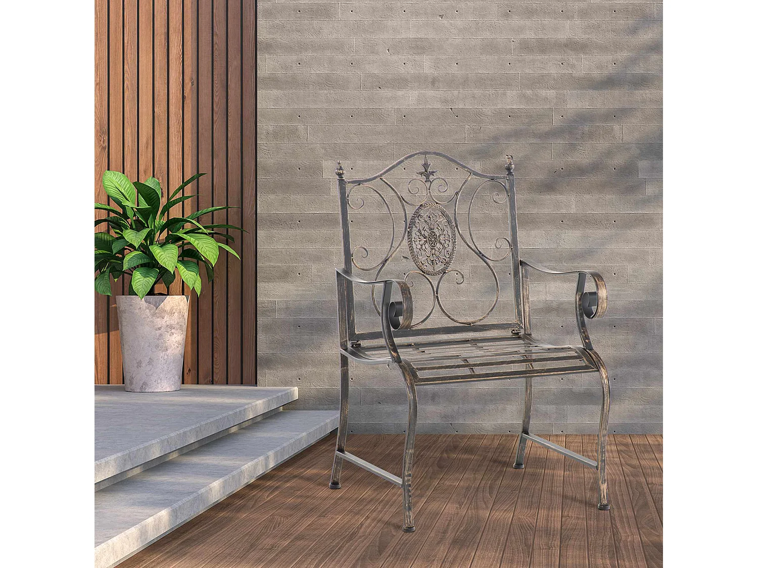 Chaises de jardin - Métal & Noir - Bronze - Punjab