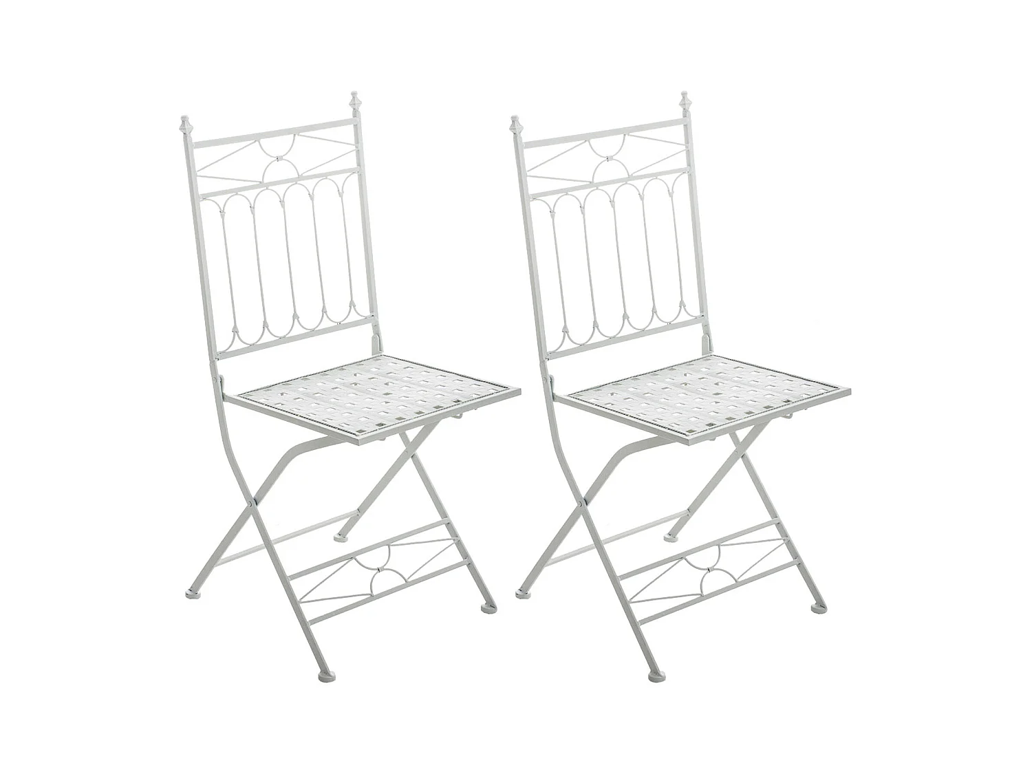 2er Set Gartenstühle - Metall & Metall - weiß - Asina