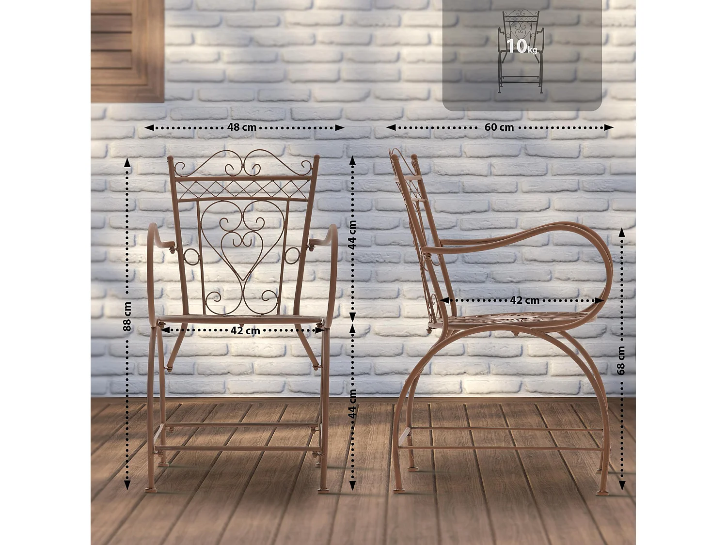 Chaises de jardin - Métal & Acier inoxydable - Marron antique - Sheela