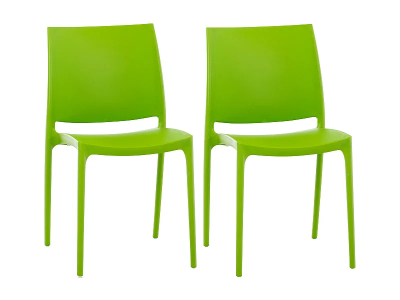 Lot de 2  Chaises de jardin - Plastique - Vert - Maya