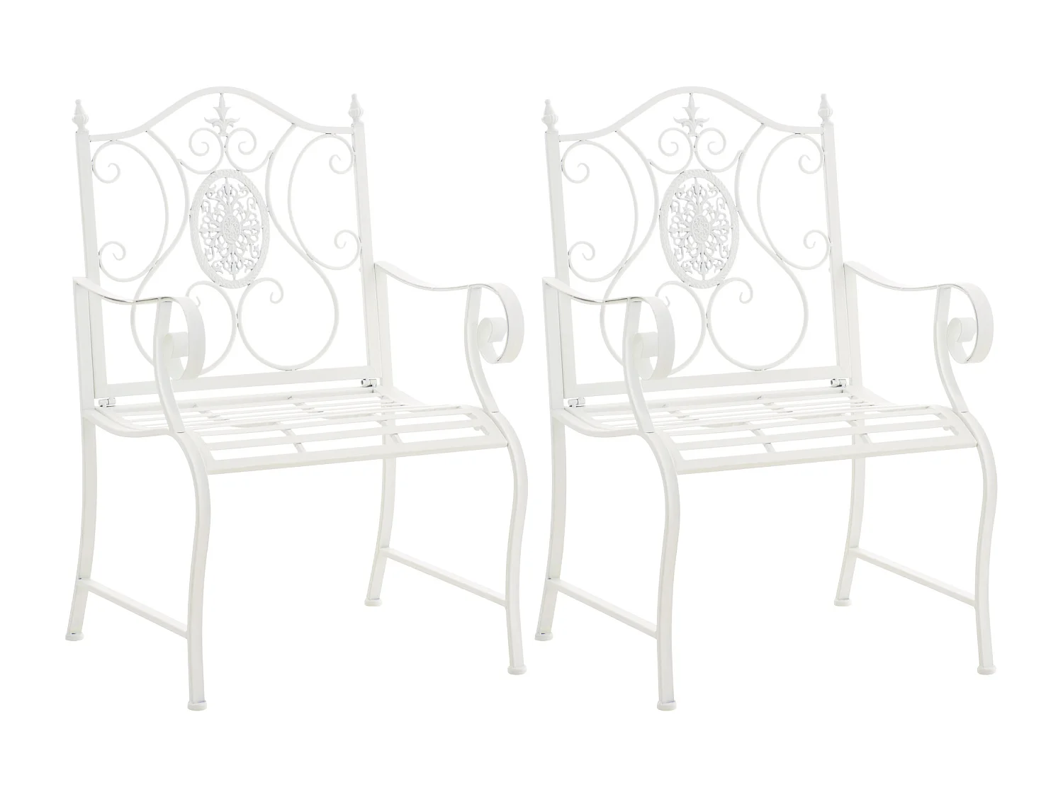 Lot de 2  Chaises de jardin - Métal & Chrome - Blanc - Punjab