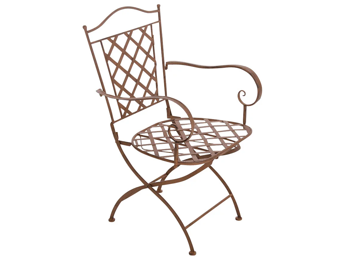 Lot de 2 Chaises de jardin - Métal & Fer galvanisé - Marron antique - Adara