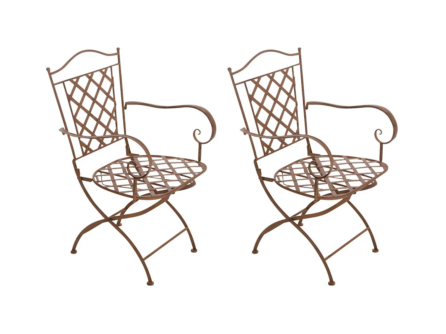 Lot de 2 Chaises de jardin - Métal & Fer galvanisé - Marron antique - Adara